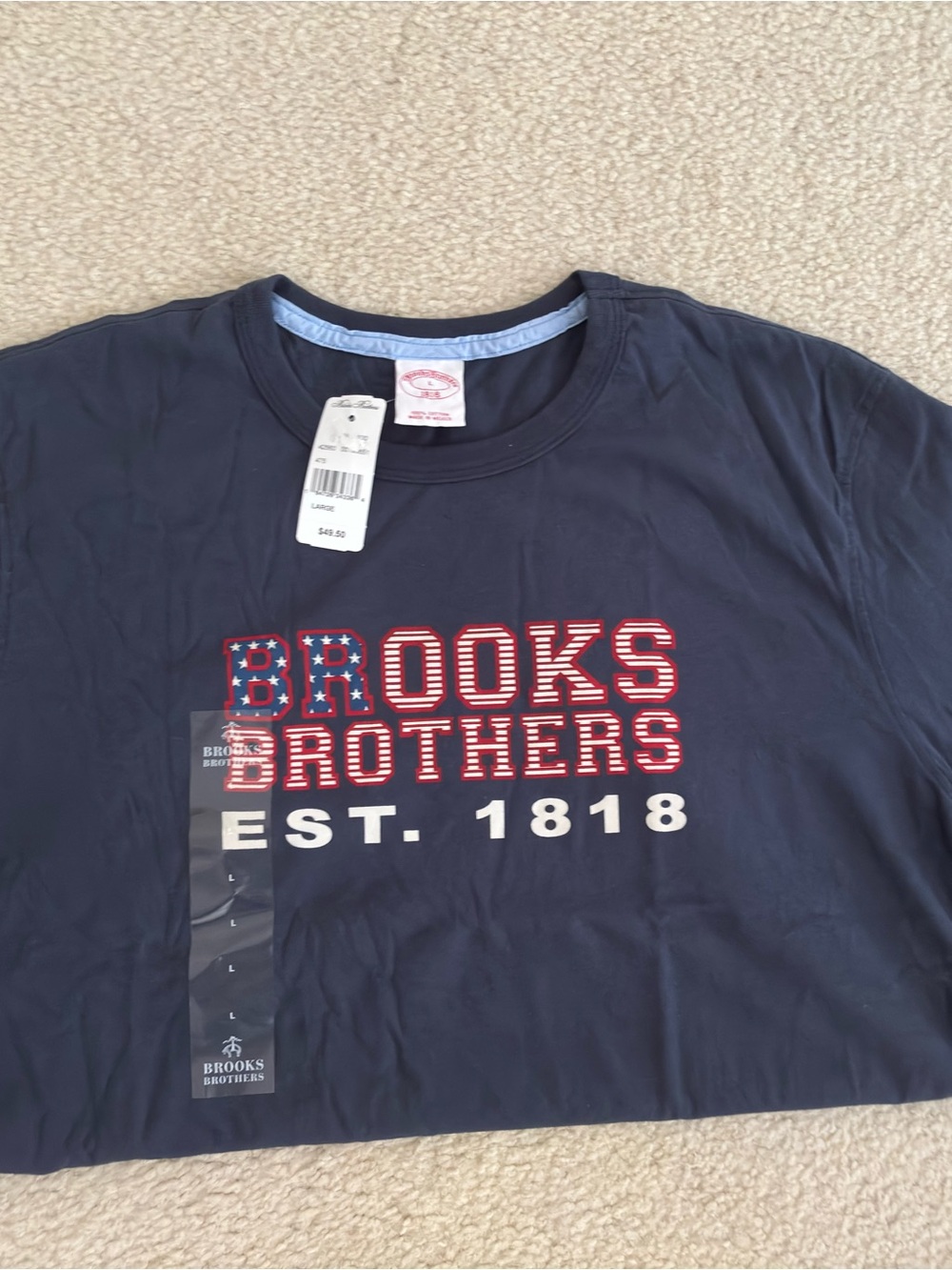 NWT Brooks Brothers Men’s Navy Graphic Logo T-Shirt Size L